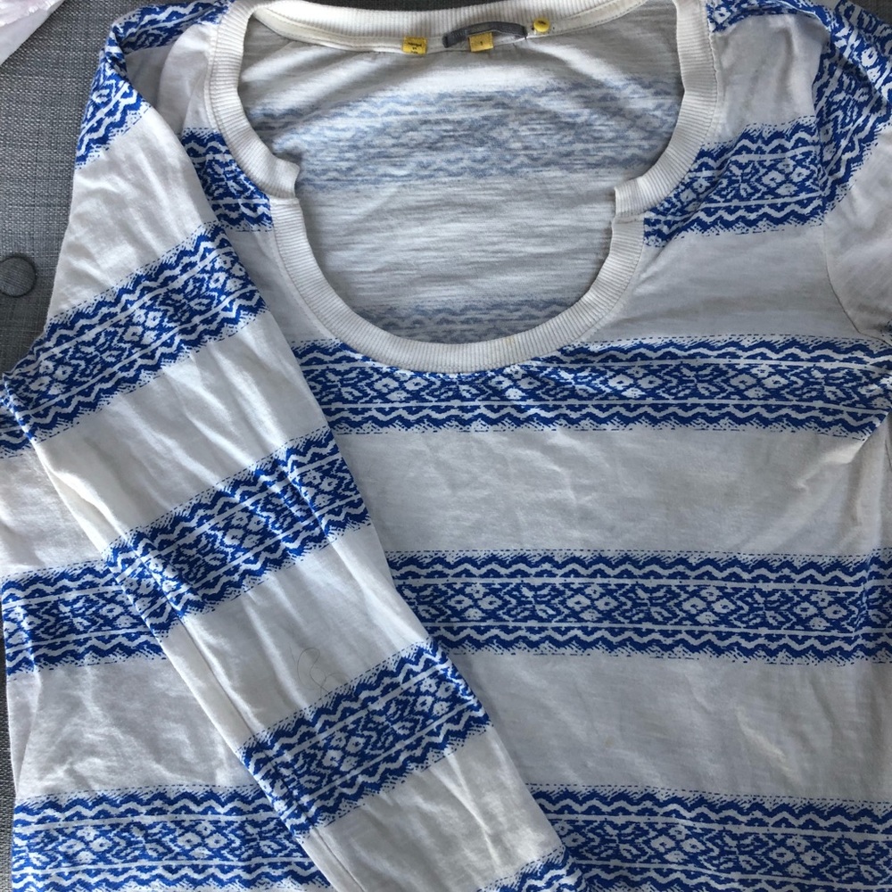 Blue & white horseshoe neck shirt Anthropologie
